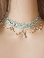 lolita collier Douceur faux col bicolore Tea party Accessoire ornement métallique avec perles Déguisements Halloween