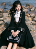 Lolita Costumes Uniforme Militaire Manche Longue Noir Deux Pièces Jupe&Manteau