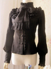 Lolita de mousseline de soie blanche Blouse manches longues col haut gros noeud papillon dentelle Déguisements Halloween