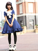 Lolita de mousseline de soie bleu marine OP robe Asibuto Penta manches courtes marin Style Déguisements Halloween