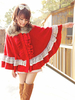 Lolita doux manteau poncho manteau dentelle volants volants cape de laine rouge Lolita Déguisements Halloween