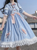 Lolita doux OP Robe à pois Bows coeur à manches courtes Lolita Une Robes Piece Déguisements Halloween