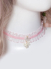 Lolita Foulard doux rose 2022 dentelle Collier de perles Déguisements Halloween