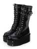 Lolita gothique bottes rivet boucle à œillets à lacets plateforme zippée noir Chaussures Lolita Déguisements Halloween