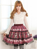 Lolita imprimé rouge violacé jupe Polyester imprimé dentelle noir Déguisements Halloween