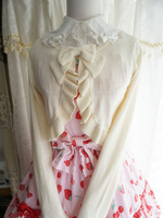 lolita joli cardigan classique bicolore à volants blanche col rond manches longues en coton mélangé"idienne Déguisements Halloween