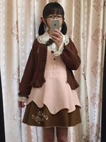 lolita joli cardigan"idienne bicolore classique à volants en coton mélangé noire encolure dégagée manches longues Déguisements Halloween