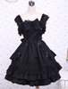 Lolita JSK Robe à Bretelle Noir Avec Noeud En Dentelle Déguisements Halloween