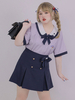 Lolita Jupes Sanrio Authorized Grande taille Douce Lolita SK Robe Drapée Bleu Foncé