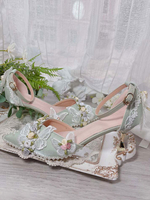 Lolita Lolita Perles Lolita Loldi Lolfly Dentelle Textile Textile Teiletto Heel Lolita Pompes