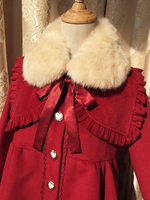 Lolita Manteau automne Manteaux plissée col à revers unicolore classique manches longues en gabardine"idienne Déguisements Halloween