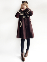 Lolita Manteau avec noeud hiver et noeud Ensemble col marin en tweed bicolore"idienne marin Déguisements Halloween