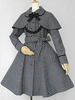 Lolita Manteau hiver avec cape et noeud col à revers écossaise classique manches longues en coton mélangé"idienne Déguisements Halloween