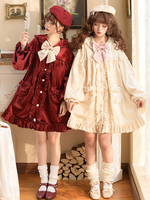 Lolita Manteaux Blanc Veste Mignonne À Volants Nœuds Polyester Automne Hiver Lolita