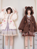 Lolita Manteaux Café Marron Pom Poms Color Block Pardessus Polyester Automne Lolita Outwears