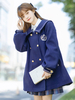 Lolita Manteaux Style Bleu Marine Volants Bleu À Lacets De Polyester Cape Robe Manteau Automne Lolita Survie