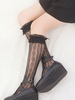 Lolita noir bas archets volants Chaussettes en dentelle Coton Accessoires Lolita Déguisements Halloween