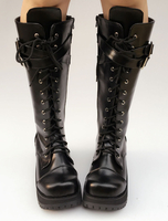 Lolita noir bottes plateforme Chunky Heel Lace Up Croix avant boucle ronde Toe Lolita bottes courtes Déguisements Halloween