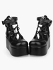 Lolita noire haute plate-forme chaussures cheville bretelles cuir d’unité centrale Déguisements Halloween