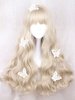 Lolita Perruque Longue doux 2022 Curly Blunt Fringe marron clair Perruques pour Lolita Déguisements Halloween