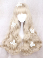 Lolita Perruque Longue doux 2022 Curly Blunt Fringe marron clair Perruques pour Lolita Déguisements Halloween