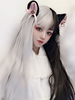 Lolita perruque longue fibre noire et blanche résistante à la chaleur perruques de cheveux Lolita Déguisements Halloween