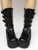 Lolita Platform Boots Wedge noir boucle lacets Round Toe Lolita bottes courtes Déguisements Halloween