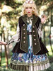 Lolita Poncho Noir Polyester Métal Détails Academic Fringe Winter Lolita Outwears