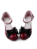 Lolita rouge foncé talons chaussures avec l’arc noir Déguisements Halloween
