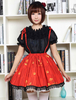 Lolita rouge Jupe douce Sakura imprimé jupe porte-jarretelles Lolita avec sa garniture de dentelle noire Déguisements Halloween