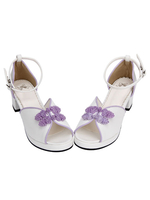 Lolita Sandales à tricoter blanche street style 4.5cm Déguisements Halloween