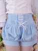 Lolita Short bleu en coton impression avec dentelle Déguisements Halloween