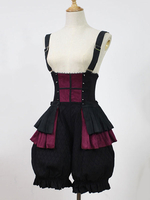 Lolita short en polyester noir unicolore à volants Déguisements Halloween