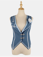 Lolita Specials Lolita Top Gilet Costumes Prince Style Bleu Sans Manches Boutons