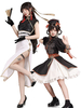 Lolita Style Chinois Long Cheongsam 4 Pièces Set Noir Robe Fendue Manches Courtes Lolita Robe Tenue