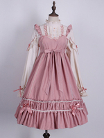 Lolita Sweet OP Robe Rose Lolita Bows Une Robes Piece Déguisements Halloween