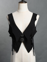 Lolita Top Gilet Costumes Steampunk Noir Sans Manches À Lacets Détails En Métal