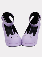 Lolita violet mat Chunky talons chaussures Tea Party Shoes cheville Strap orteil rond Déguisements Halloween