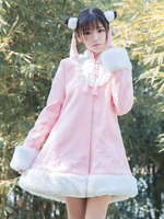 Lolita Vêtement automne Manteaux avec bouton col montant bicolore Style chinois manches longues en tweed Tea party Déguisements Halloween