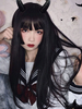 Lolita Wigs Black Long Hime coupe perruque de cheveux Lolita Déguisements Halloween