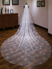 Long mariage voile cathédrale cathédrale cascade un niveau coupe bord brillant voiles de mariée