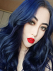 Longue perruque de cheveux Lolita bleu foncé en fibre résistante à la chaleur Déguisements Halloween