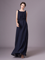 Longueur du sol occasionnel Robe de soirée en satin plissé