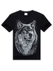 Loup noir impression T-Shirt Chic manches courtes T-Shirt en coton pour hommes