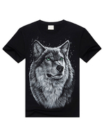 Loup noir impression T-Shirt Chic manches courtes T-Shirt en coton pour hommes