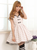 Lumière rose Lolita blanc OP robe manches courtes dentelle garniture arcs Déguisements Halloween