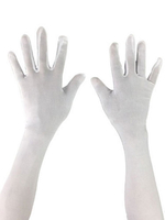 Lycra Spandex Gants Coude Longueur Unisexe Blanc Magician Costume Costume Déguisements Halloween Déguisements Halloween