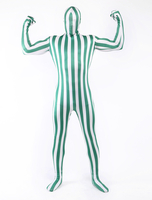 Lycra vert blanc Stripe unisexe Spandex Zentai Suits Déguisements Halloween