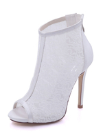 Magnifique chaussure de mariée en dentelle à talons aigus avec zip escarpins