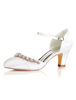 Magnifique chaussure de mariée en fausse soie à talons épais avec strass Escarpin